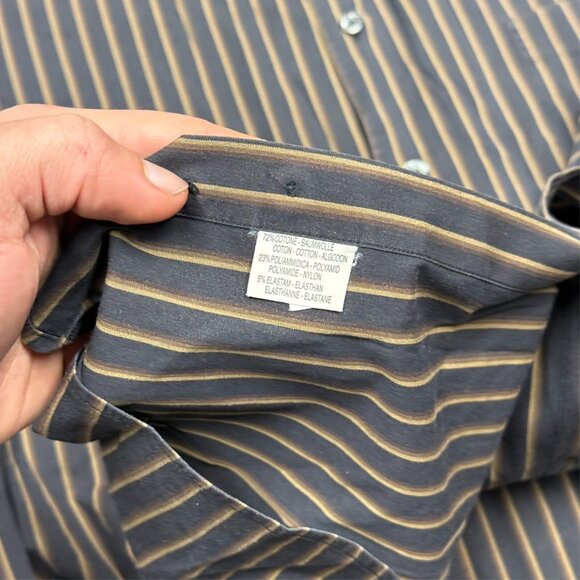 Corneliani Trend Dress Shirt Made in Italy Striped Cotton 43 17 XL - Picture 8 of 9